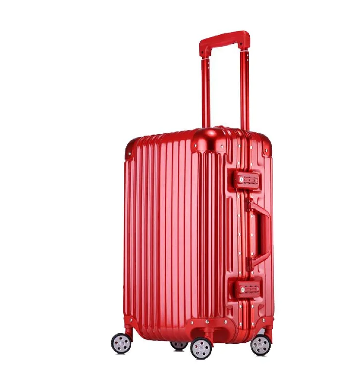 high-quality suitcase for durability -Trolley Suitcase, Caster Suitcase Trolley Suitcase, Retractable Suitcase, Hard-Shell Suitcase With Tsa Lock And 4 Casters, Red, 22 inch