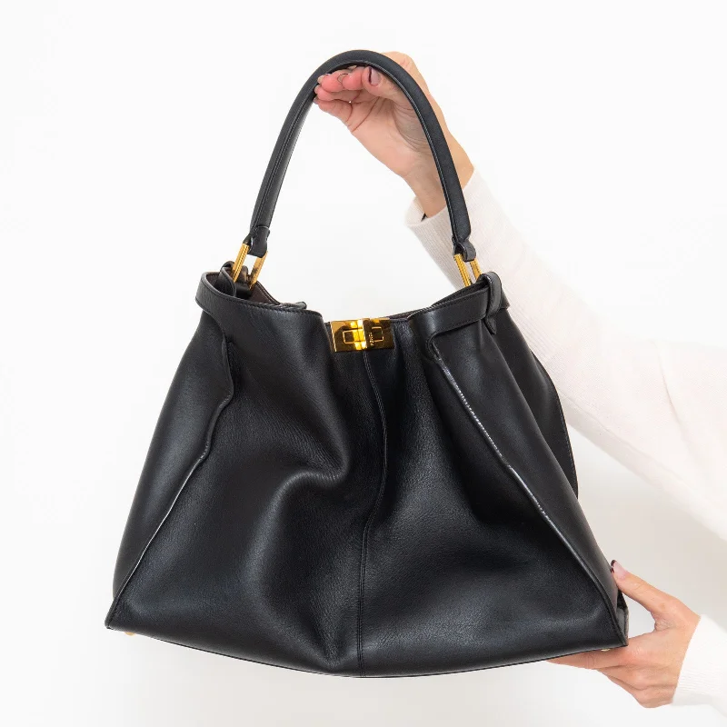 soft blush shoulder bag-Fendi Peekaboo Black Leather Shoulder Bag