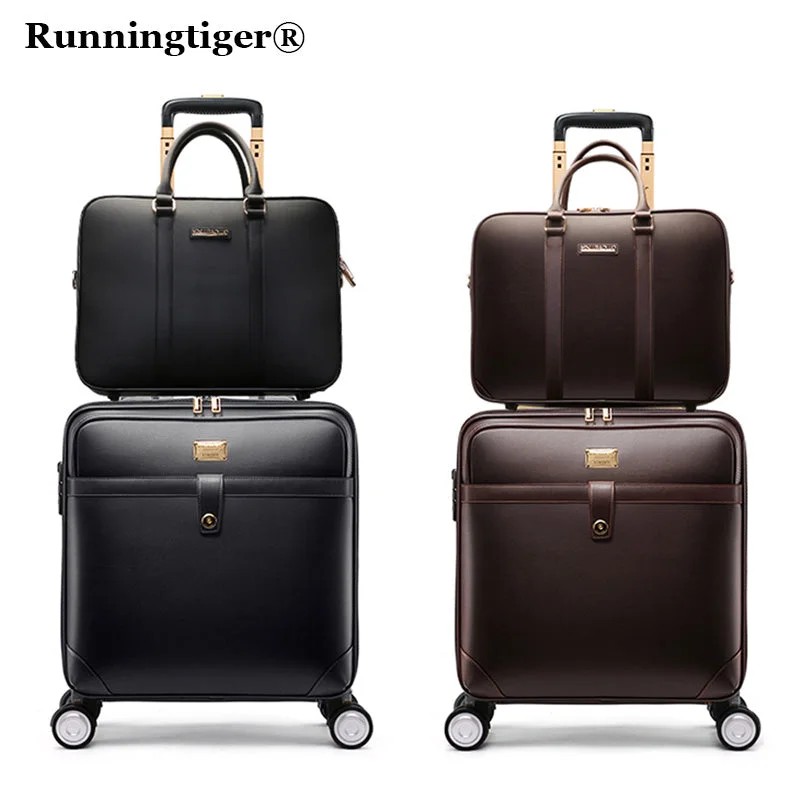 expandable suitcase for big trips -Luxury Men Women 'S Travel Luggage Set Suitcase ,Waterproof Pvc Leather Box With Wheel