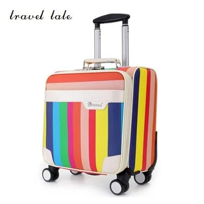 trendy suitcase for social media -Travel Tale The Colours Of The Rainbow Pu 18"  Rolling Luggage Spinner Brand Travel Suitcase