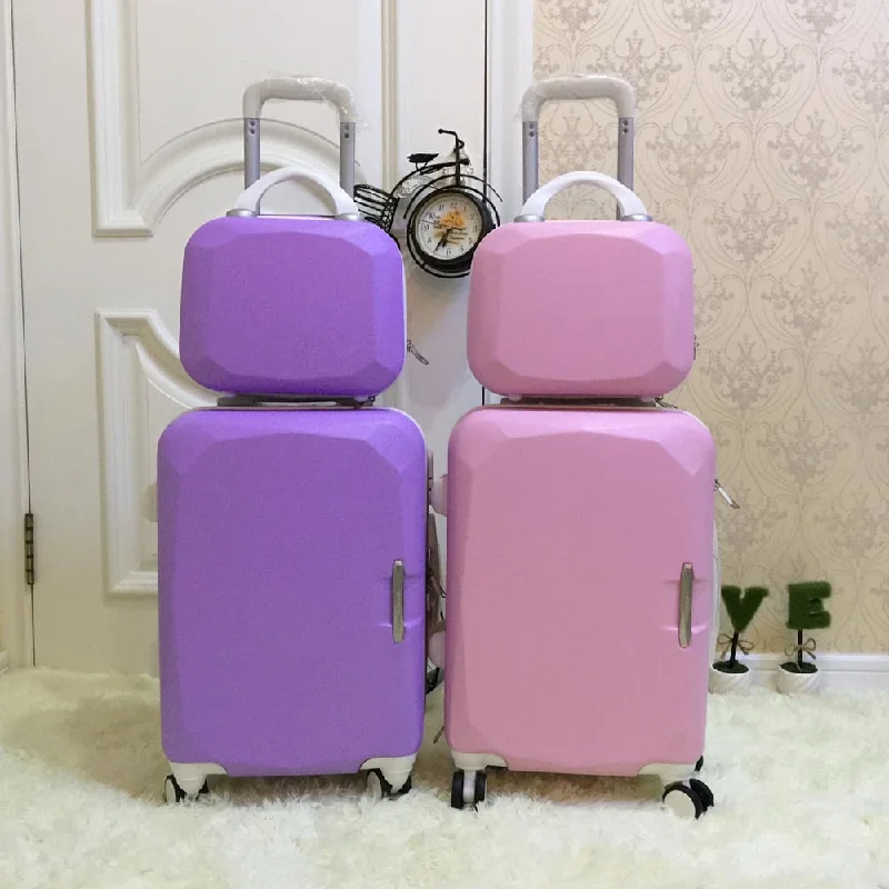 designer suitcase for couture travel -Picture Box Universal Wheels Trolley Luggage 14 20 Child Travel Bag  Sub-Trunk  Sets,High Quality