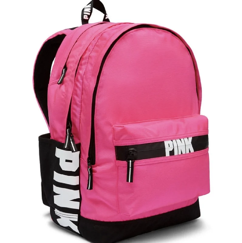 lightweight backpack for travel -Victorias Secret PINK Logo Campus Backpack in Hot Pink