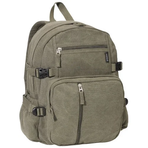 foldable backpack for travel ease -Everest Luggage Canvas Backpack Olive, Olive, One Size