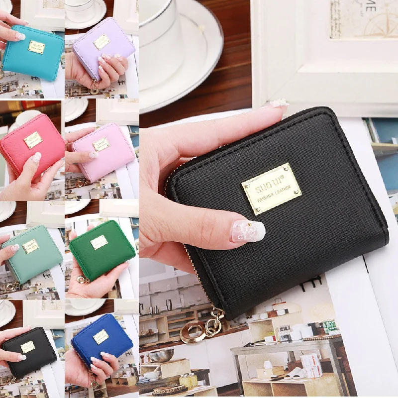 spacious travel purses & wallets-spacious travel purses & walletsWomen Leather Small Wallet Card Holder Zip Coin Purse Clutch Handbag