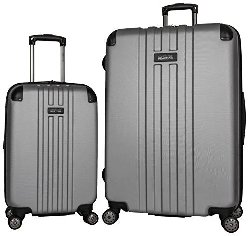 travel suitcase with side pockets -Kenneth Cole Reaction Reverb Abs 8-Wheel Expandble Luggage 2 Piece Set 20" And 29" Sizes, Light