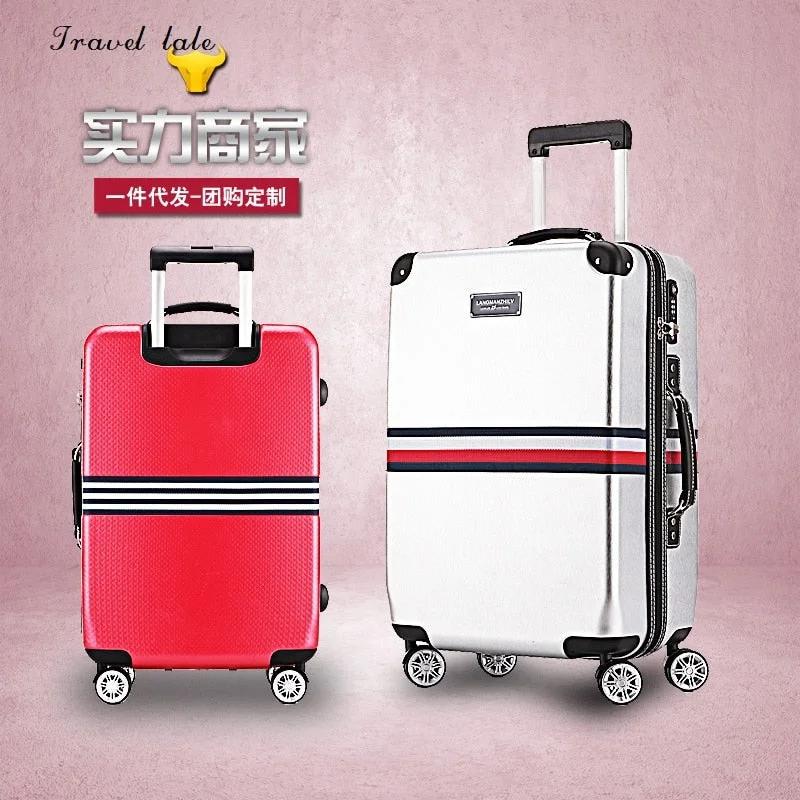 compact suitcase for carry-on -Travel Tale Pc 18/24/26 Inches The New Fashion Han Edition Rolling Luggage Spinner Brand Travel