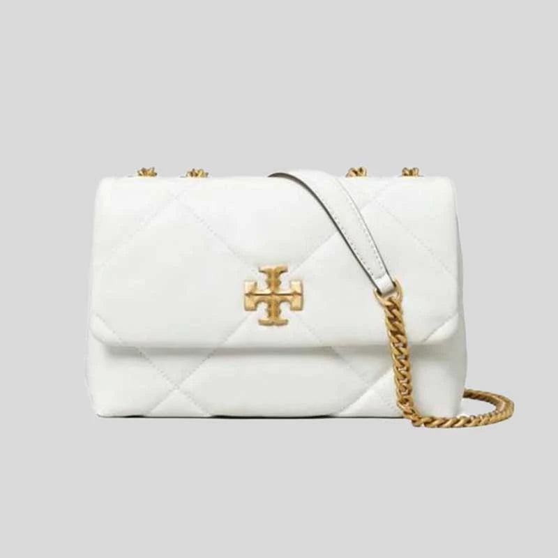 retro suede shoulder bag-TORY BURCH Small Kira Diamond Quilt Convertible Shoulder Bag Blanc RS-154706