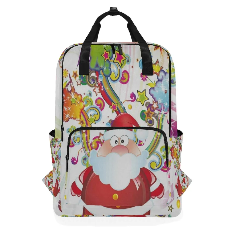 high-quality backpack for premium journeys -Backpack Happy Christmas Santa Claus Laptop Bag 14 Inch Lightweight for Men/Women