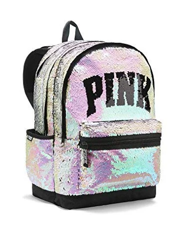 soft backpack for versatile use -Bling Campus Backpack Silver Gold Full Sequined Zipper School Bag