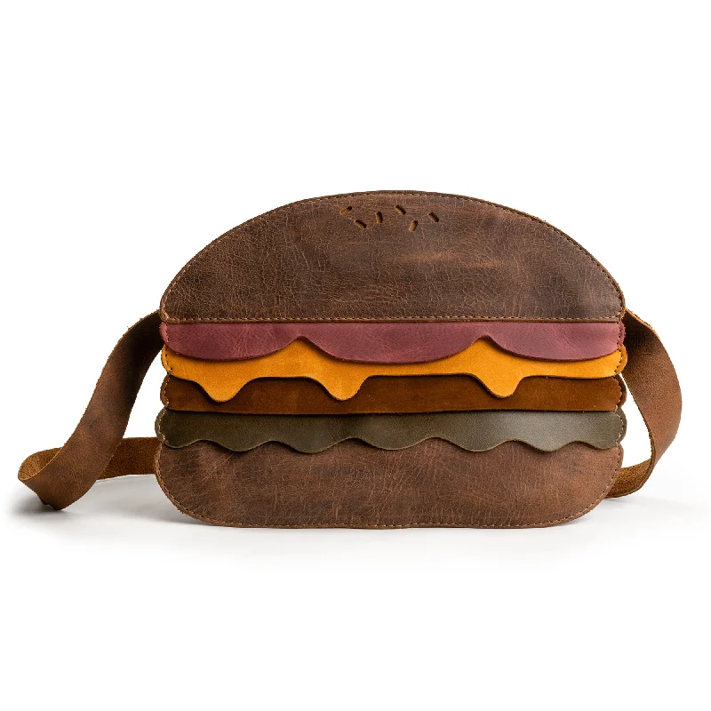 pink satin shoulder bag-Burger-Shaped Shoulder Bag