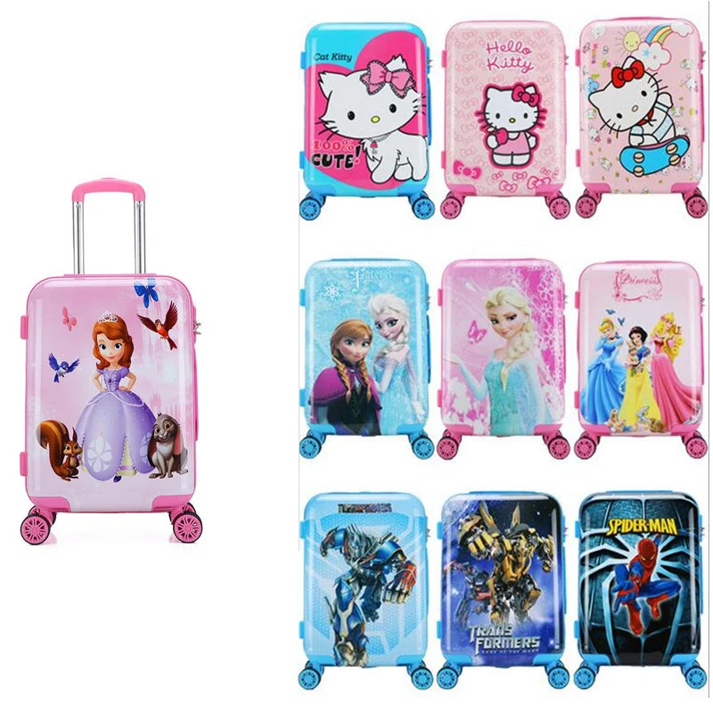 locking suitcase for secure packing -New 20 Inch Cartoon Children Rolling Luggage Kid Suitcase Boy Girl Princess Abs Trolley Case