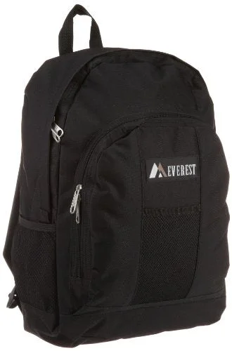 foldable backpack for storage -Everest Luggage Backpack With Front And Side Pockets, Black, Large