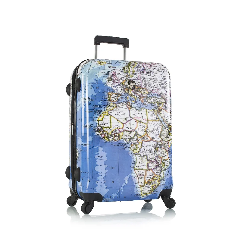 blue suitcase for stylish travel -Heys America Explore 26" Spinner - Maps