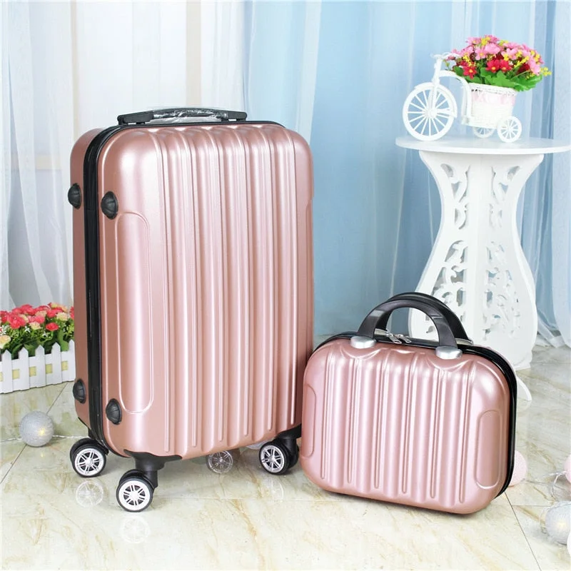 wheeled suitcase for quick moves -20Inch Two Pieces Set Of Luggage,Universal Wheel Boarding Box,Mini Suitcase,Beautiful