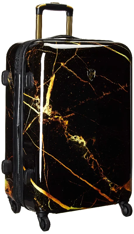 affordable suitcase for tight budgets -Heys America Unisex Portoro Marble 26" Spinner Black/Gold One Size