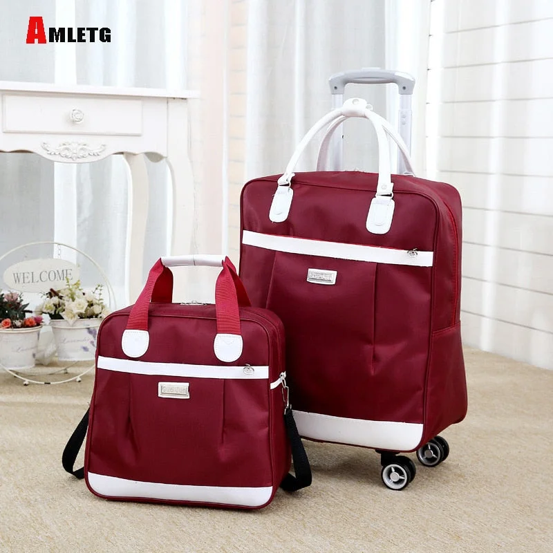 custom suitcase for personal touch -New Hot Fashion Women Brand Casual Stripes Case Rolling Rolling Luggage Trolley Luggage Trolley