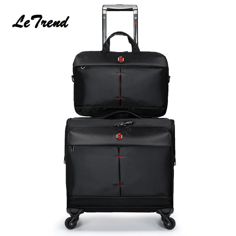 portable suitcase for short trips -Letrend Buy Luggage Get The Bag Fress Nylon Travel Multi-Function Luggage Trolley Men Large