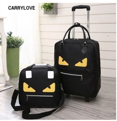 collapsible suitcase for small closets -Carrylove Cartoon Luggage Series 16/18 Size  Boarding Handbag+Rolling Luggage Spinner Brand