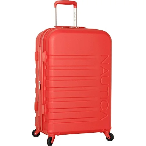 soft shell suitcase for flexibility -Nautica Henderson Harbor 24 Inch Hardside Expandable Suitcase, Cherry Red