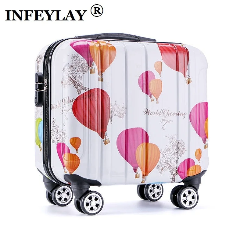 heavy-duty suitcase for gear -16 Inches Girl Cartoon Students Universal Wheel Trolley Case Child Travel Luggage Rolling