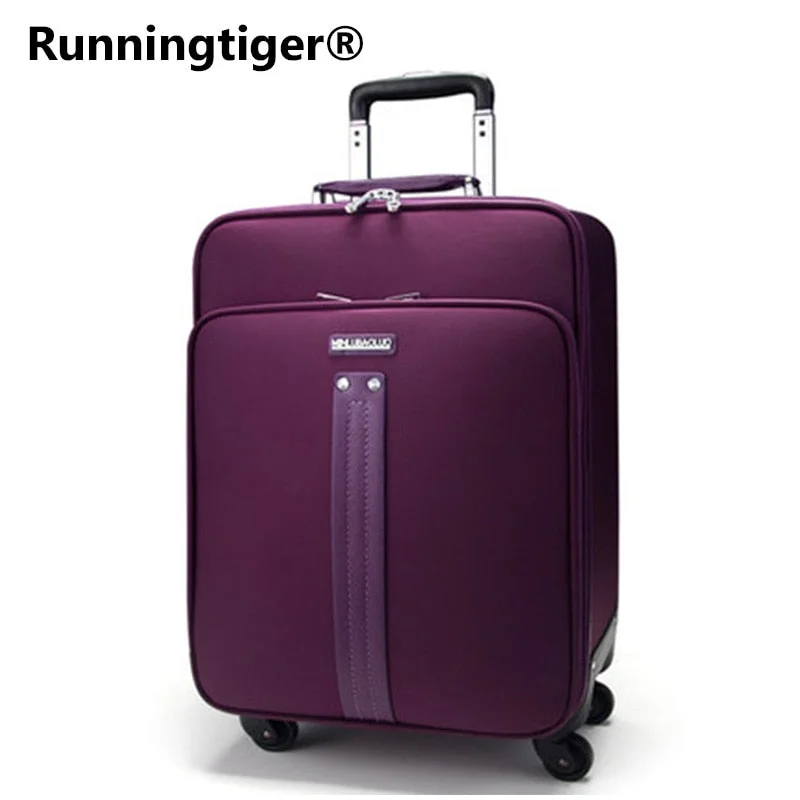 rolling suitcase for airports -Oxford Trolley Luggage Travel Bag 16" 20 Inch Password Box 24 Inch Universal Wheel Female