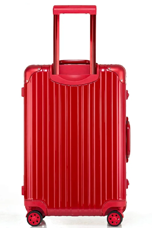 portable suitcase for trips -Swivel Wheel Trolley Case, Aluminum Frame Travel Case, Swivel Wheel Trolley Case + Pc Vertical Suitcase, Red, 26 inch