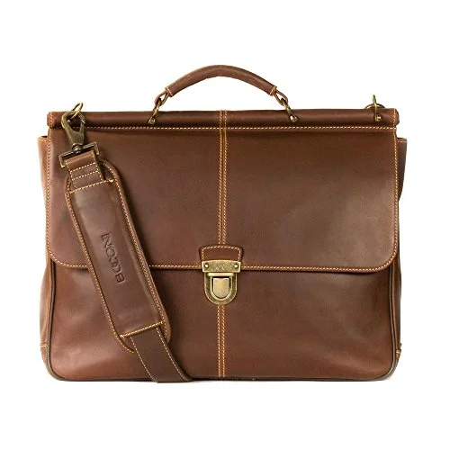 sleek duffel bags for modern use -Boconi Bryant Dowel Rod Brief (Antique Mahogany With Houndstooth)