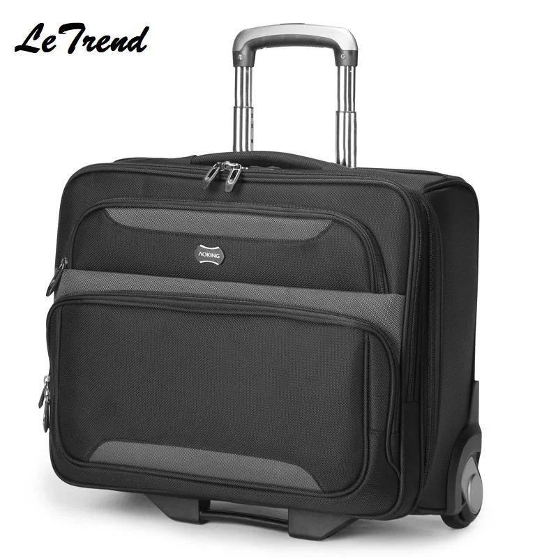 large suitcase for family -Letrend Business Rolling Luggage Casters Trolley Men Cabin Computer Wheel Suitcases Travel Duffle