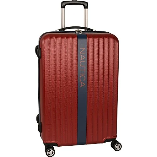 luxury suitcase for international travel -Nautica Surfers Paradise 25 Inch Hardside Spinner, Burgundy/Navy