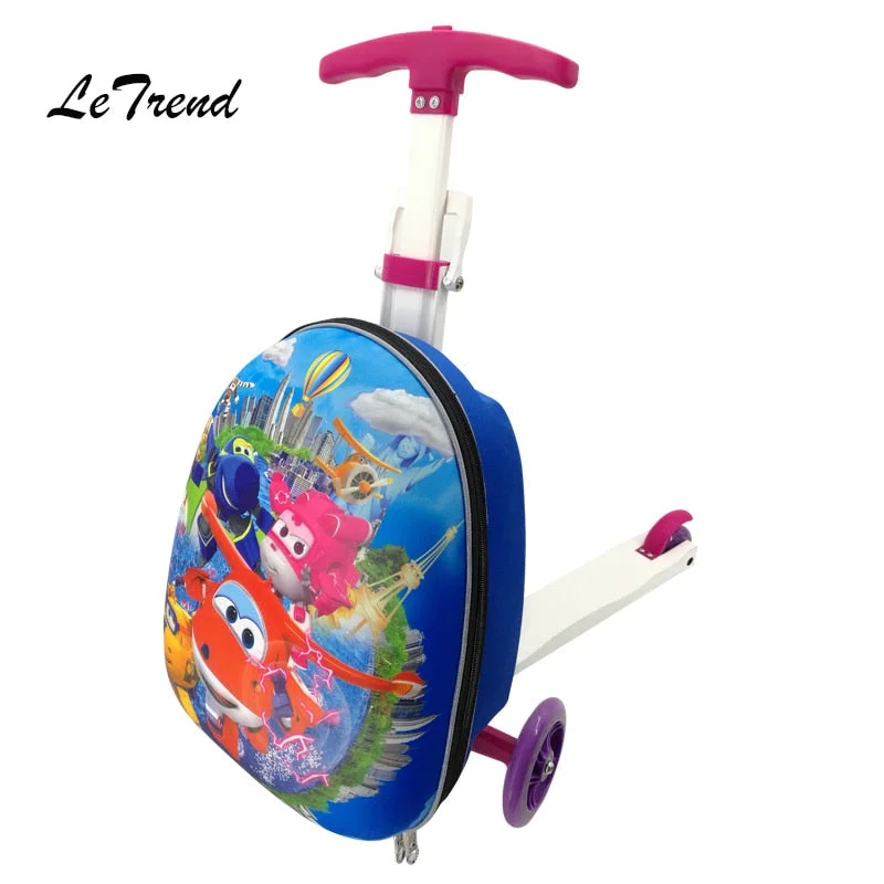 lightweight suitcase for simple trips -Letrend Children Rolling Luggage Casters Wheels Suitcase Trolley Baby Travel Bag Cute Cartoon 18