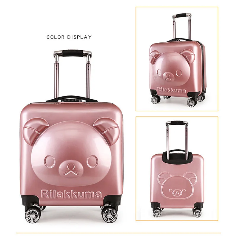 collapsible suitcase for easy storage -18/20 Inch Pc+ Abs Girl Cartoon Pull Rod Box Trolley Case 3D Child Travel Luggage Anime Suitcase