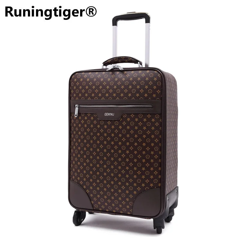 hard suitcase for firm packing -High-End Luxury Pu Rolling Luggage Rotator Men'S Luggage 16"20"22"24" Inch Business Class Travel