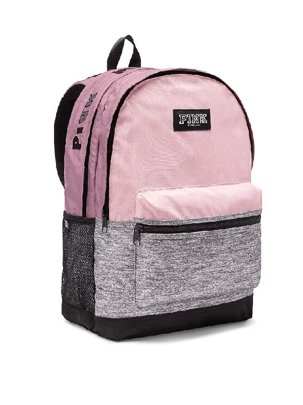 blue backpack for stylish travel -Victoria's Secret Pink Campus Backpack Chalk Rose Black Logos, Medium