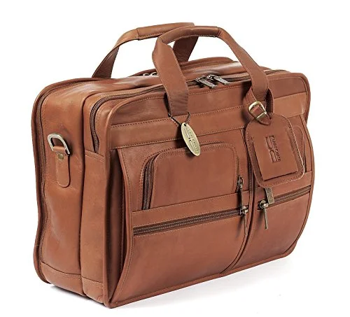 leather duffel bags for premium trips -Claire Chase Executive Computer Brief, Saddle, One Size