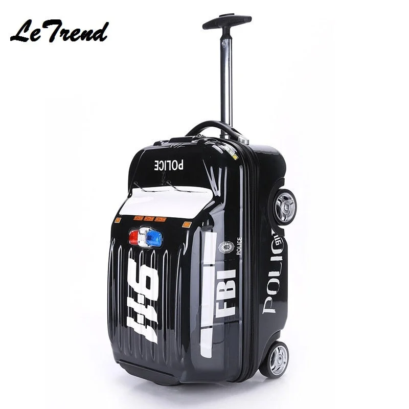 expandable suitcase for extra space -Fashion New 20Inch Boarding Case Cute Cartoon Car 911 Car Shape Kids Trolley Suitcase Solid