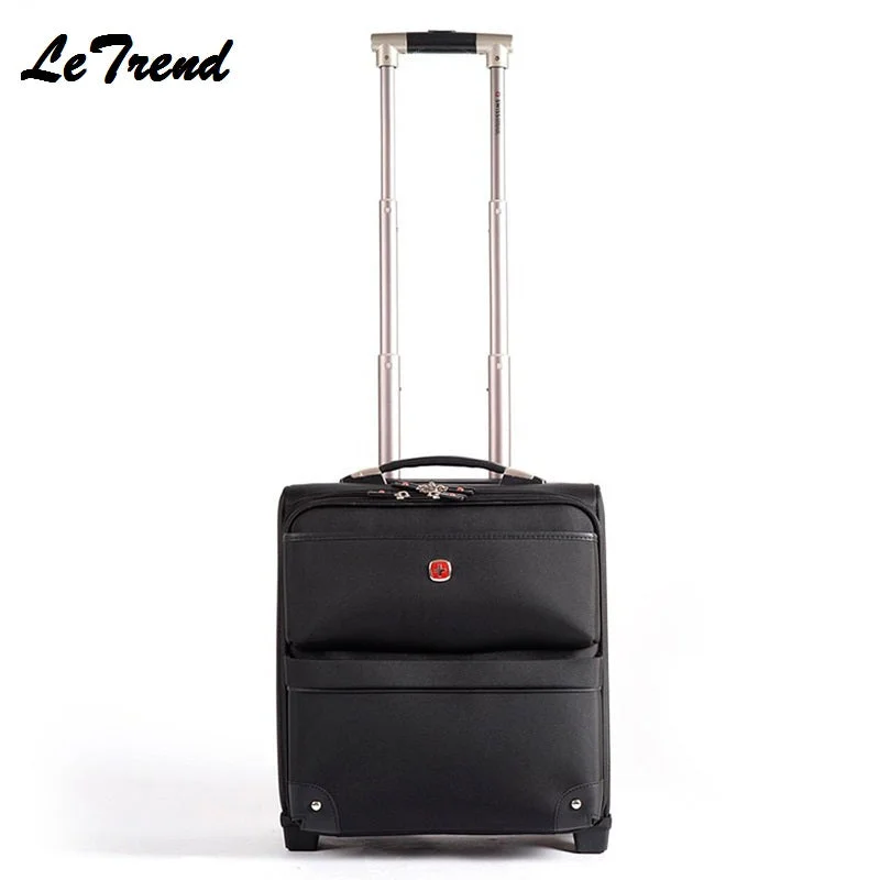 trendy suitcase for youth -Letrend 16 Business Oxford Travel Multi-Function Luggage Trolley Men Large Capacity Travel Fixed