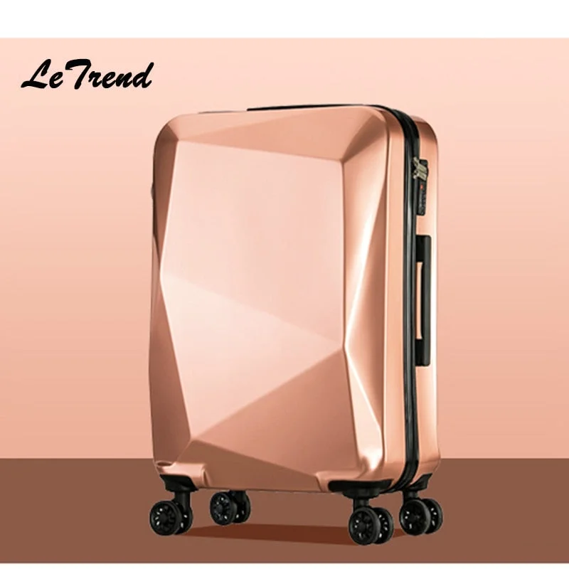 rolling suitcase for busy terminals -Letrend Unique Design  Women Suitcases Wheel Trolley Rolling Luggage Spinner Travel Bag Carry On