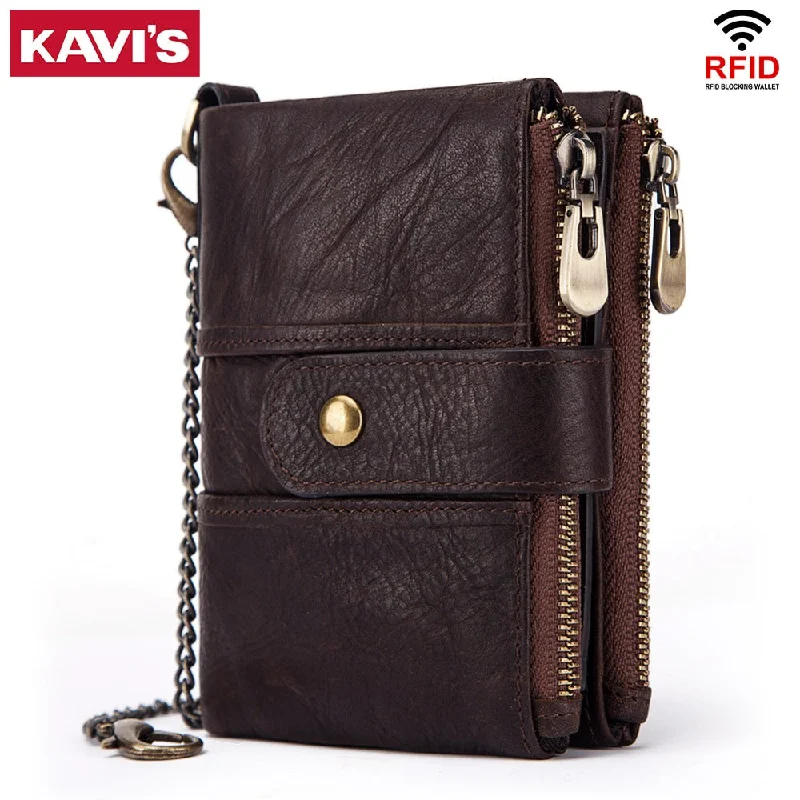 premium suede purses & wallets-premium suede purses & walletsKavis 100% Genuine Leather Rfid Wallet Men Crazy Horse Wallets Coin Purse Short Male Money Bag