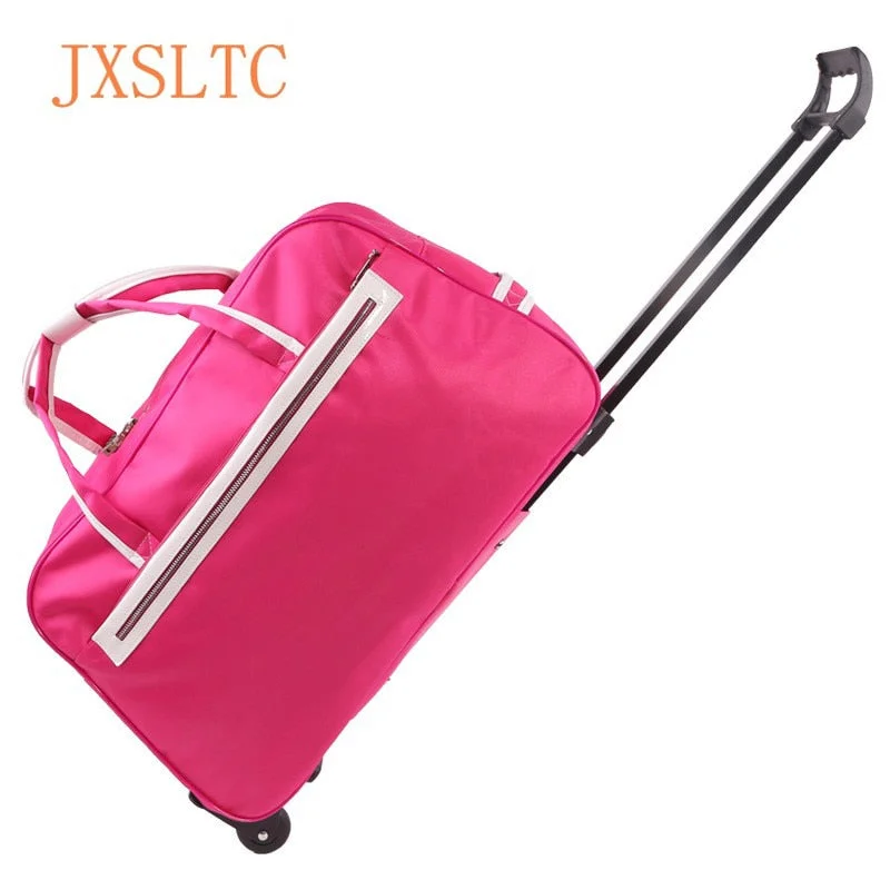 portable suitcase for spontaneous trips -Jxsltc Trolley Travel Bag Hand Luggage 20 Inch Rolling Duffle Bags Waterproof Nylon Suitcase Wheels