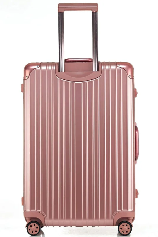 vintage suitcase for decoration -Swivel Wheel Trolley Case, Aluminum Frame Travel Case, Swivel Wheel Trolley Case + Pc Vertical Suitcase, Rose gold, 24 inch