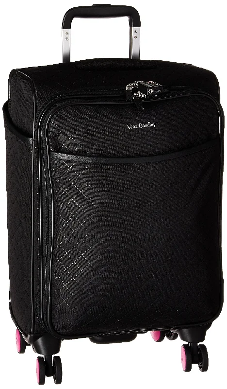 large suitcase for extended families -Vera Bradley Softside Small Spinner, Classic Black