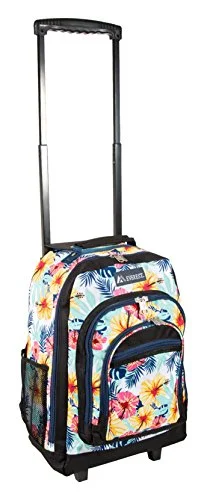 large backpack for family trips -Everest Wheeled Pattern Backpack, Tropical, One Size