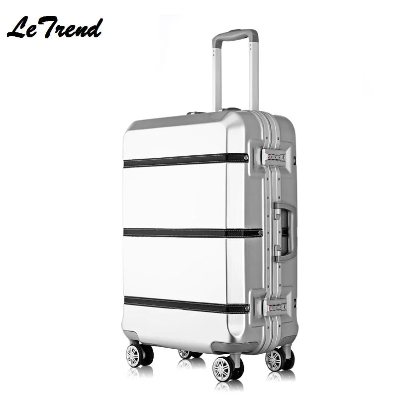 sturdy suitcase for reliable trips -New 20 24 26 29 Inch Rolling Luggage Tsa Aluminium Frame+Abs Trolley Solid Travel Bag Women