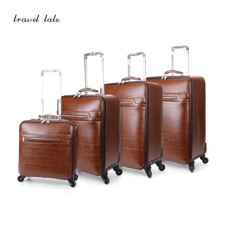 black suitcase for timeless look -Travel Tale Concise And High-End Business Pu 16/20/22/24 Inch Size Rolling Luggage Spinner Brand