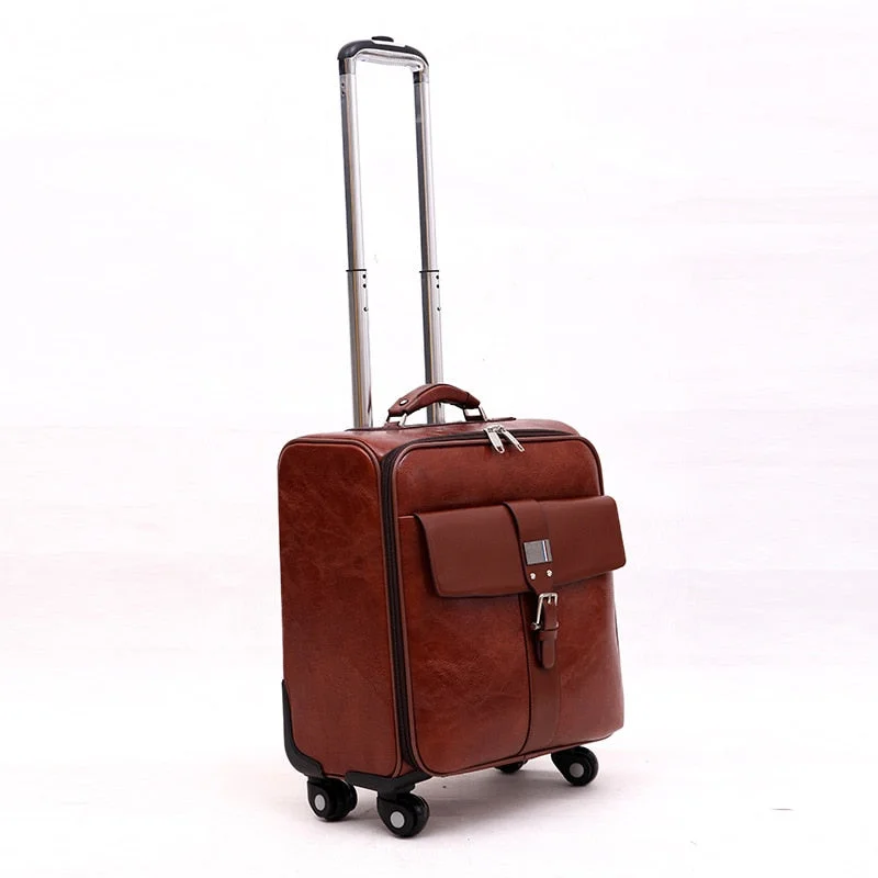 stylish suitcase for photo shoots -Boarding Trolley Case,Pu Leather Valise,Universal Wheel Lock Box,Business Suitcase,Imitation