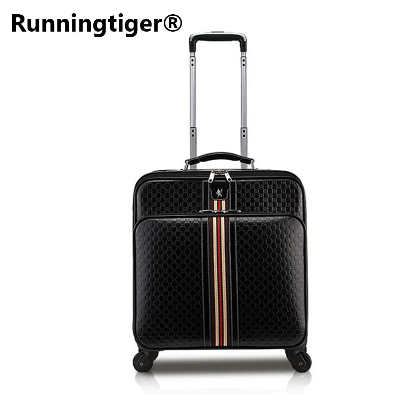 practical suitcase for group vacations -Rolling Luggage,Women Bag With Wheel,Pu Leather Commercial Suitcase,Men Soft Shell Travel Box