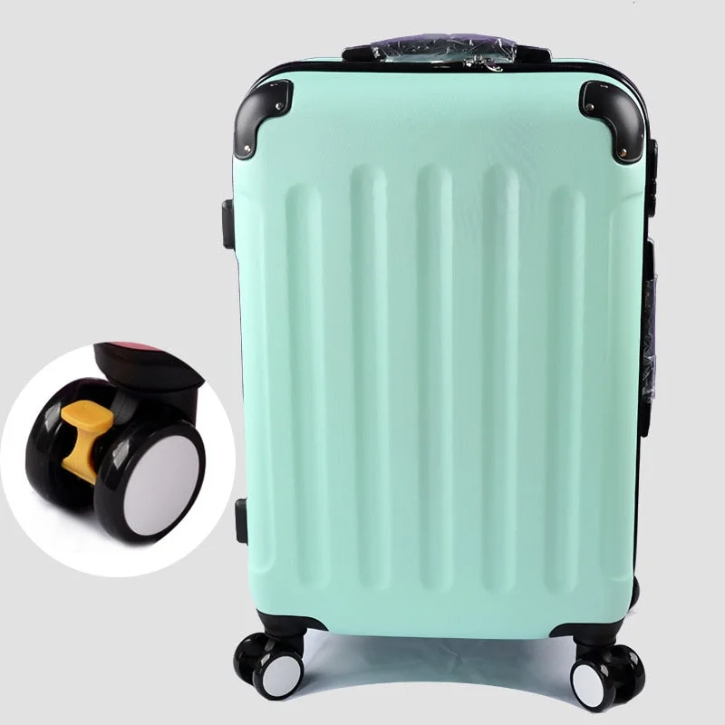 compact suitcase for overnight stays -Wholesale!High Quality 22Inches Candy Color Abs Pc Travel Luggage Bags On Brake Universal