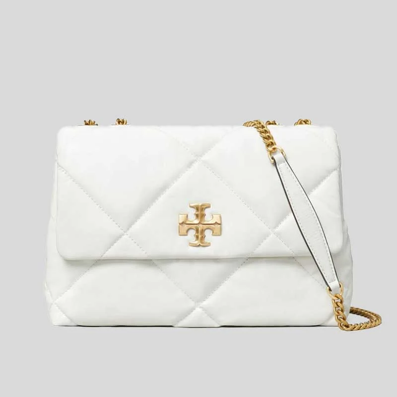 structured festival shoulder bag-TORY BURCH Kira Diamond Quilt Convertible Shoulder Bag Blanc RS-154704