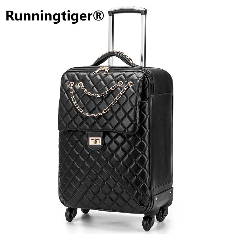 elegant suitcase for luxury events -High Quality Luxury Noble Luggage 20/24 Inch Pu Rolling Luggage Spinner Brand Suitcase Pu