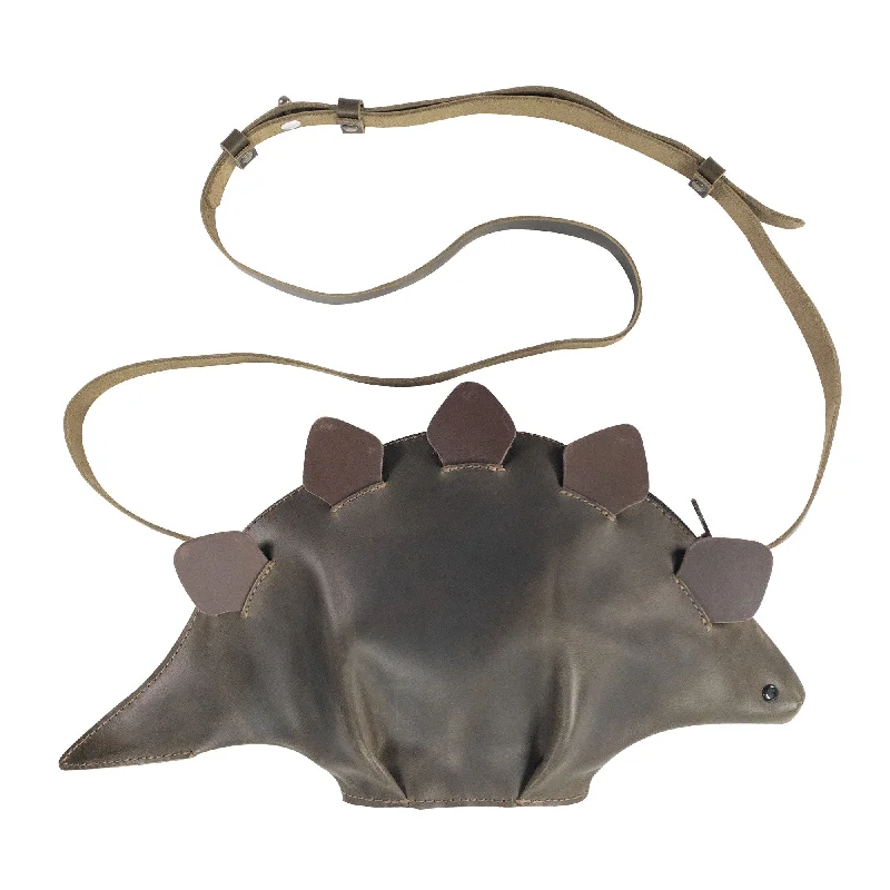 beige velvet shoulder bag-Dinosaur-Shaped (Stegosaurus) Shoulder Bag